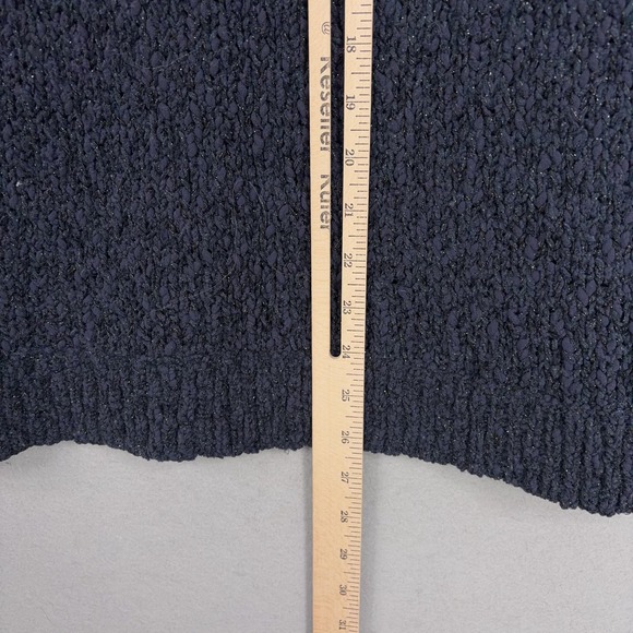 Chicos Sweater Womens 2 Large Blue V Neck Boucle Metallic Knit Pullover Textured - Picture 11 of 12